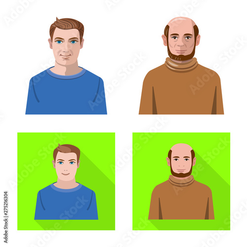 Vector design of hairstyle and profession symbol. Collection of hairstyle and character stock vector illustration.