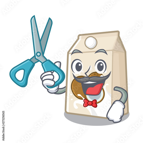 Barber coconut milk in a cartoon bottle