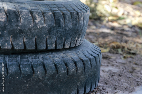 Old tires, two old tires with natural background