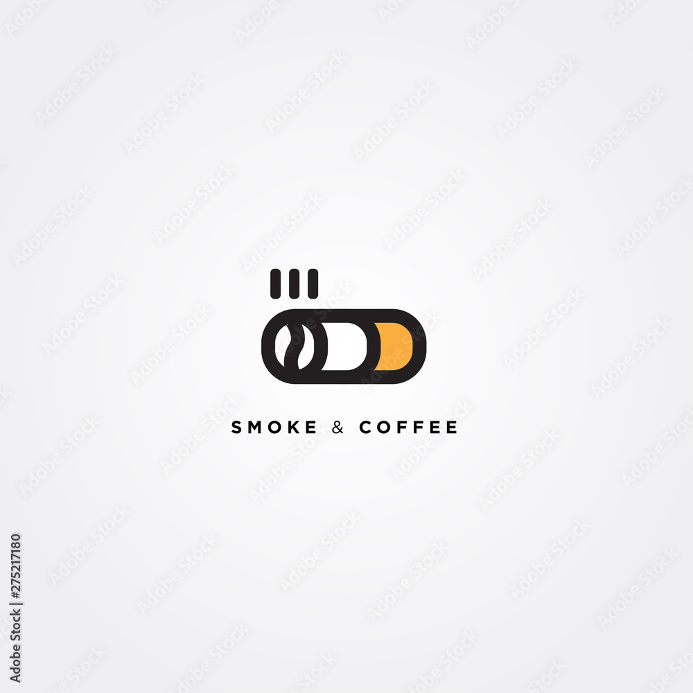 Obraz premium Smoking and coffee logo cafe iconic vector simple illustration