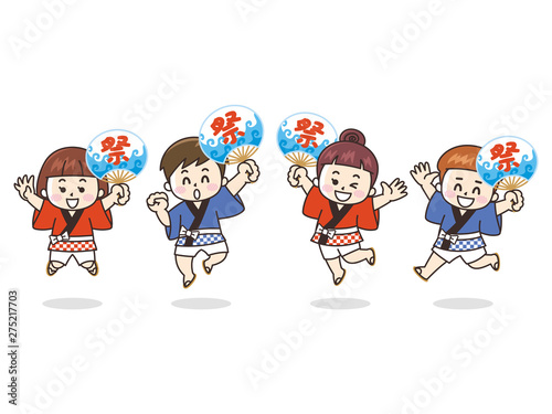 夏祭り　法被を着た子供