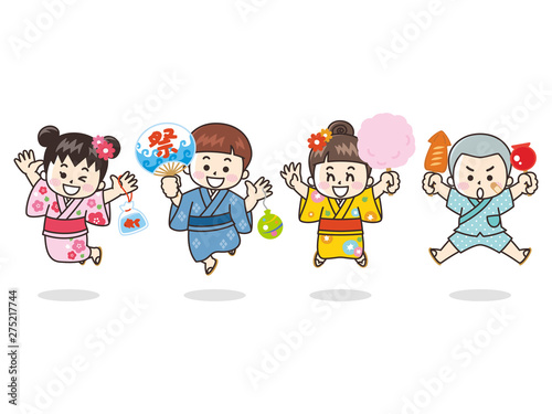 夏祭り　浴衣を着た子供
