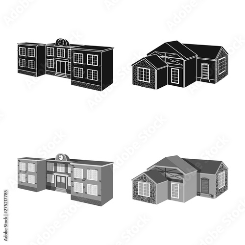 Isolated object of facade and housing sign. Set of facade and infrastructure vector icon for stock.