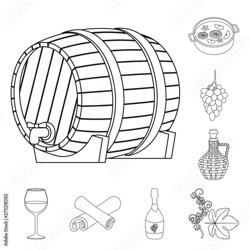 Vector illustration of drink and manufacturing sign. Set of drink and restaurant vector icon for stock.