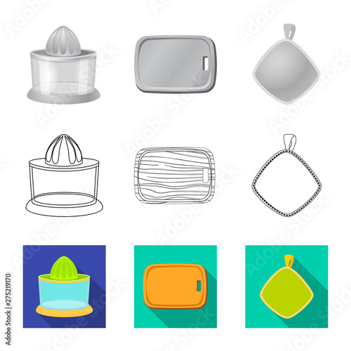 Vector design of kitchen and cook symbol. Set of kitchen and appliance stock symbol for web.