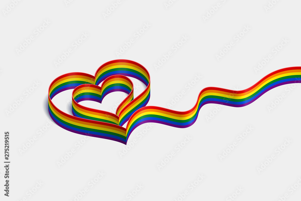 Fototapeta premium Multicolor ribbon with heart-shaped curls