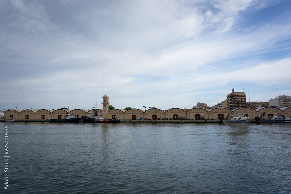 Warehouses of fishermen in the harbour of Gandia