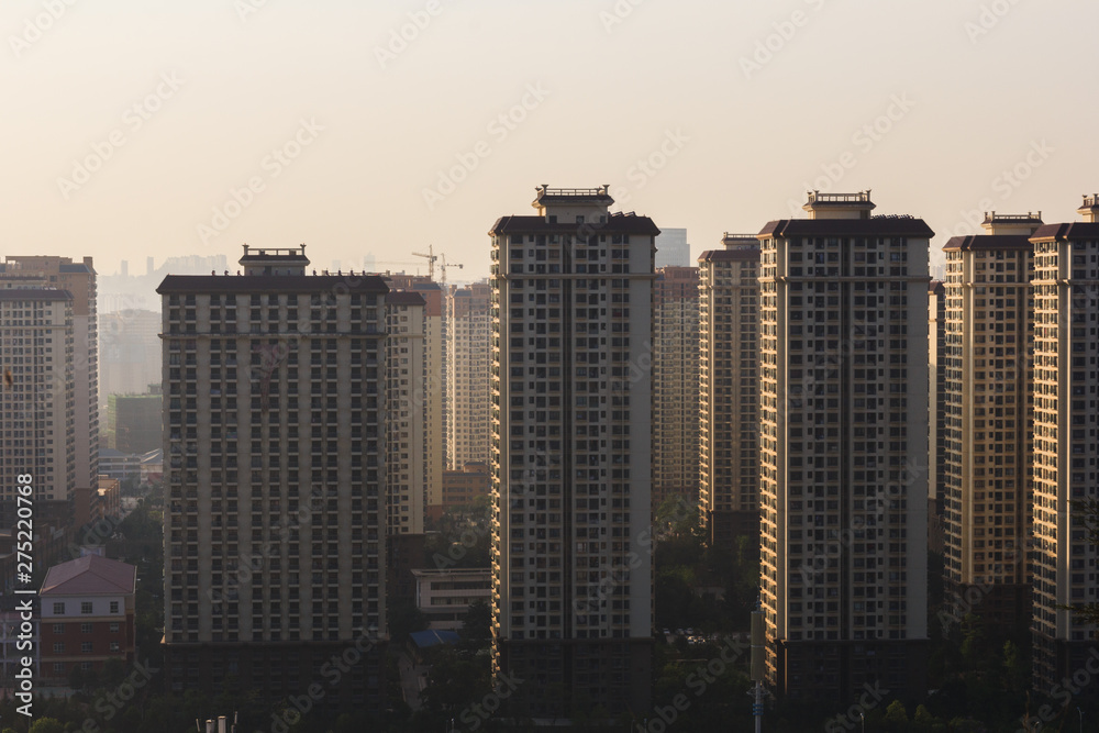 Obraz premium Polluted Chinese ghost town in the morning