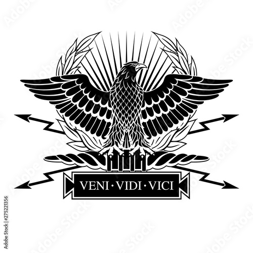 Roman Eagle with the words of Caesar's Veni, vidi, vici (I Came, I Saw, I Conquered)