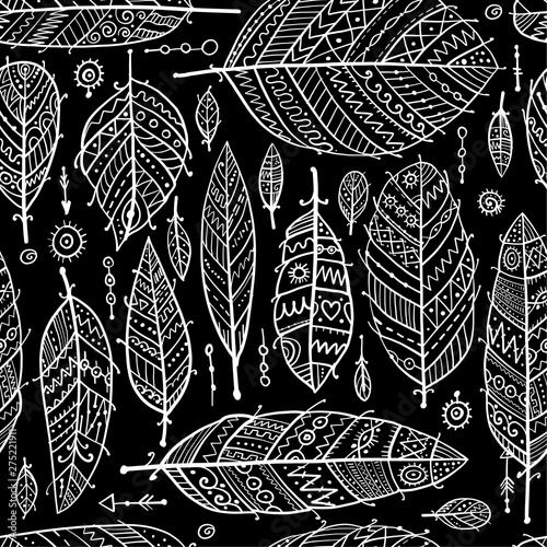 Art feathers collection, seamless pattern for your design