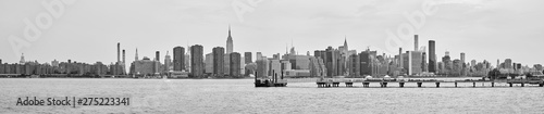 New York City black and white panoramic view, USA.