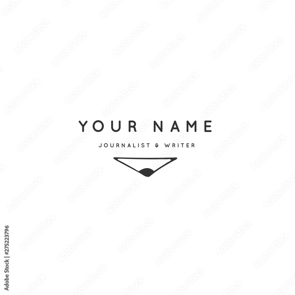 Fototapeta premium Writing, publishing and copywrite theme. Hand drawn vector logo template with a pencil tip.