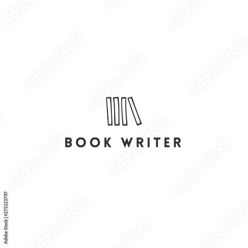 Hand drawn vector logo template with books. Publishing, writing and copywrite theme. © julia_khimich