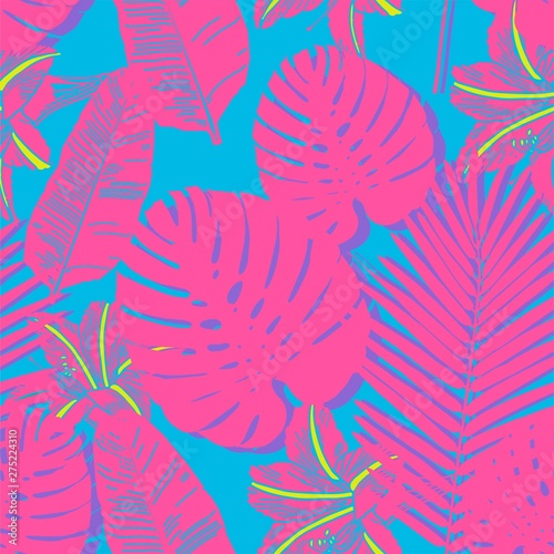 tropical palm leaves seamless vector pattern
