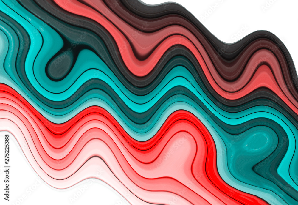 Abstract multicolored waves background made by paint and colored pencils.