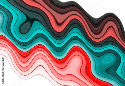 Abstract multicolored waves background made by paint and colored pencils.