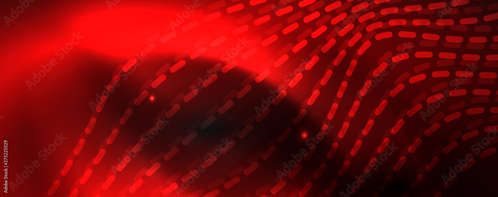 Fototapeta premium Smoky glowing waves in the dark. Dark abstract background with neon color light and wavy lines. Vector