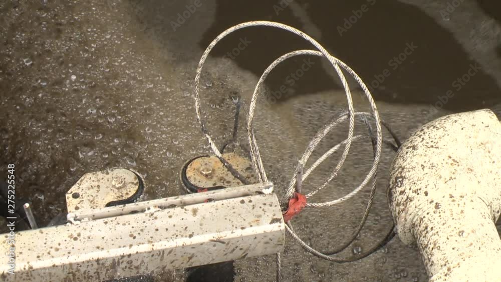 Dirty water bubbling in aeration tanks with activated sludge settling