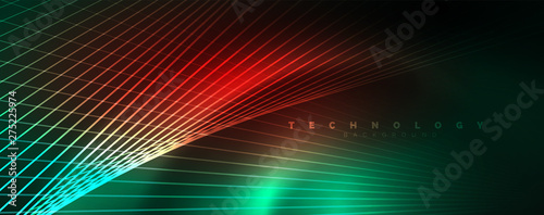 Vector neon light lines concept, abstract background