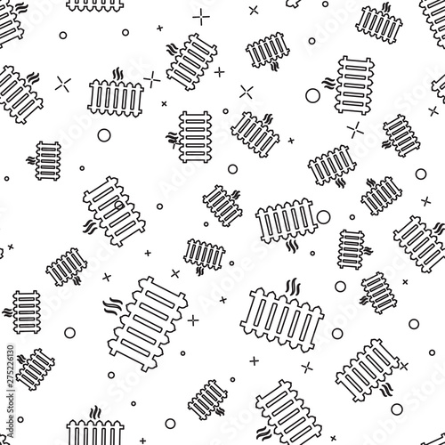 Black Heating radiator icon isolated seamless pattern on white background. Vector Illustration