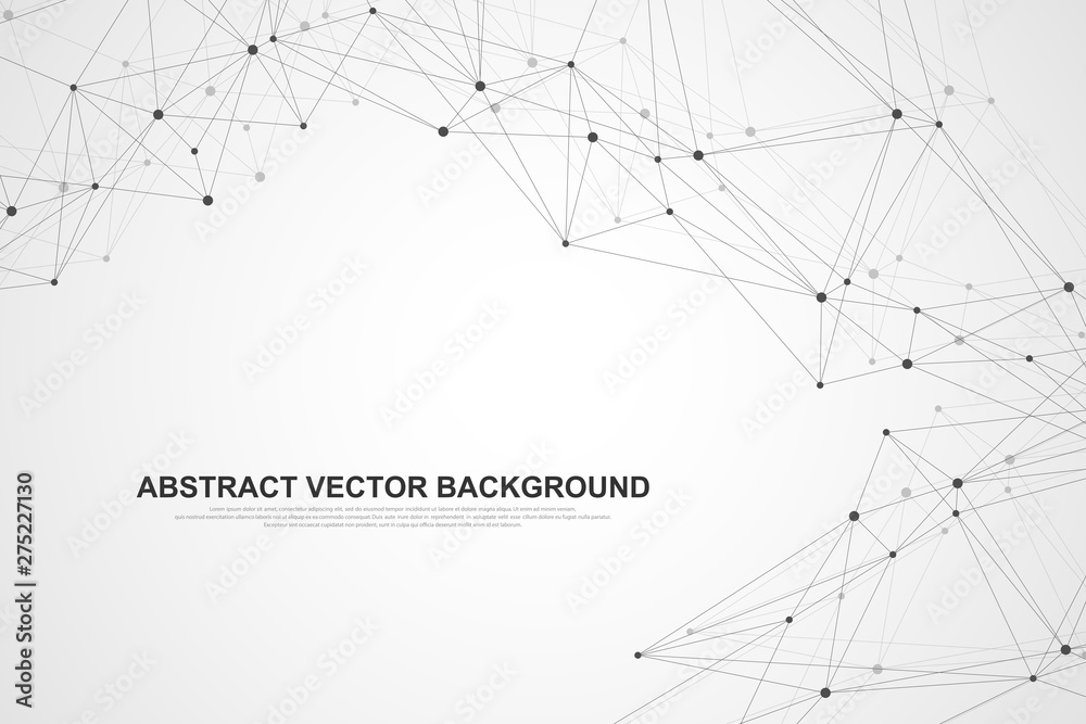 Networking connection concept abstract technology. Global network connections with points and lines. Big data visualization. Futuristic infographic. Vector illustration