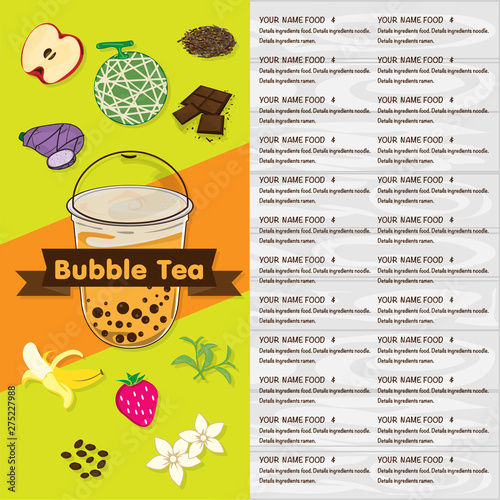 bubble tea menu graphic template
