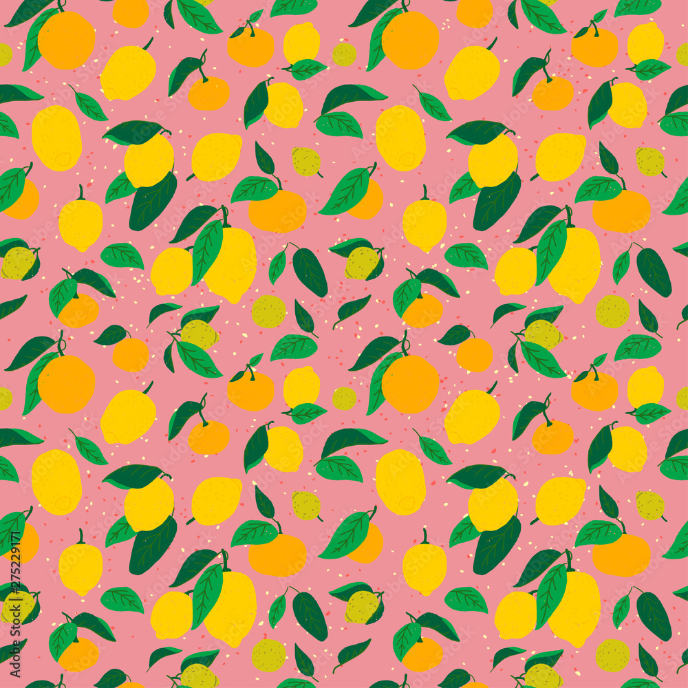 Hand drawn oranges and lemons seamless pattern Hand drawn oranges and lemons seamless pattern
