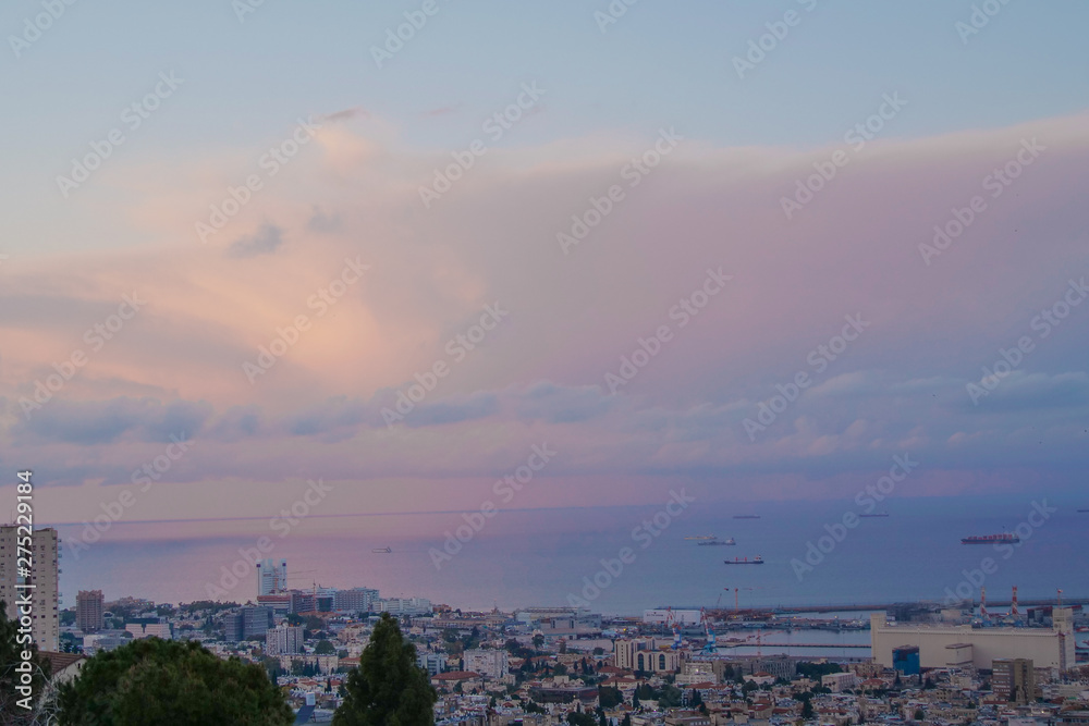 Panoramic view of Haifa Bay. Israel.