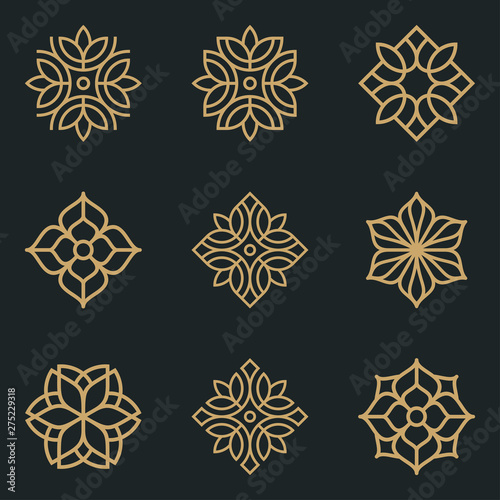 Flower and ornament logo design concept.