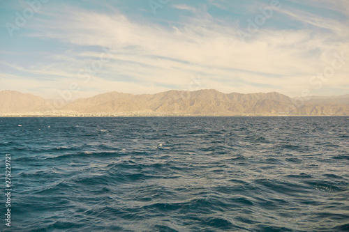 Edom mountains. blue sea. A beautiful blue sky. Eilat Israel photo