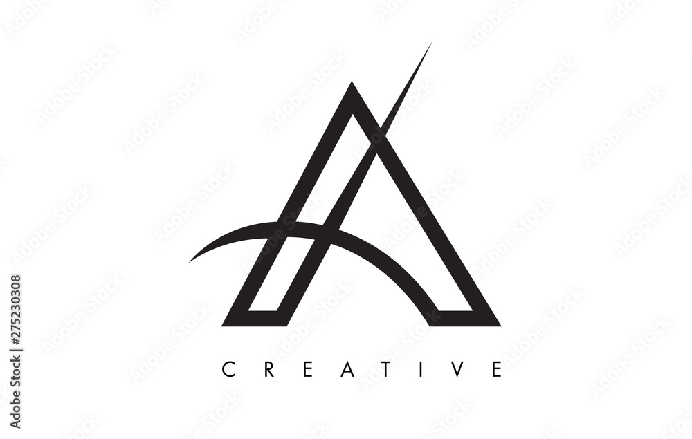 A Letter Design Logo. Letter A Icon Logo with Modern Swoosh A Letter Design Logo. Letter A Icon Logo with Modern Swoosh