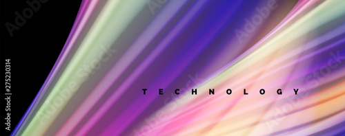 Modern rainbow liquid color flow colorful poster. Wave Liquid shape in black color background. Abstract composition