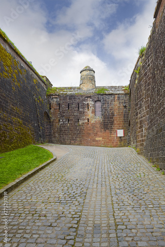 Fortifications of famous Belfort citadel. The imposing red sandstone citadel was remodelled several times, including by Vauban (17 Century), France photo