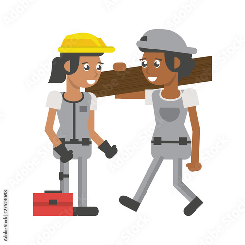 Construction workers with tools cartoons © Jemastock