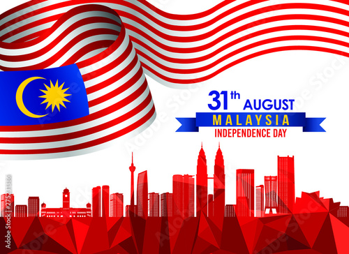 Vector illustration of 31 AUGUST HAPPY INDEPENDENCE DAY and Malaysia flag