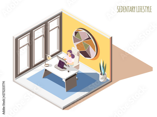 Office Sitting Isometric Composition