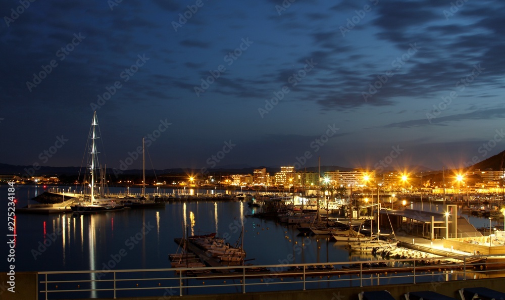le port de l'Estartit à la nuit tombée,Espagne,Catalogne,Costa Brava