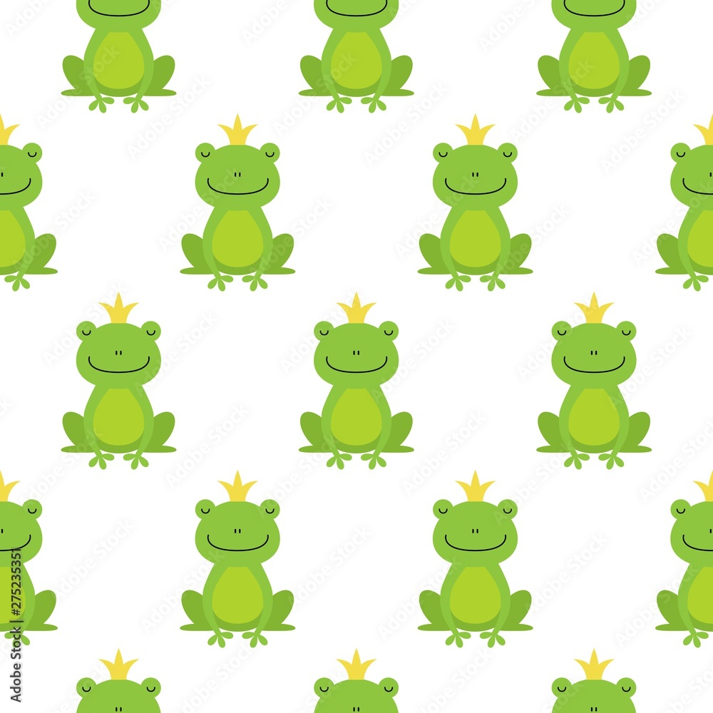 Seamless pattern with cute frogs and crowns vector illustration Seamless pattern with cute frogs and crowns vector illustration