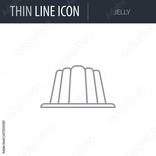 Symbol of Jelly. Thin line Icon of Food. Stroke Pictogram Graphic for Web Design. Quality Outline Vector Symbol Concept. Premium Mono Linear Beautiful Plain Laconic Logo