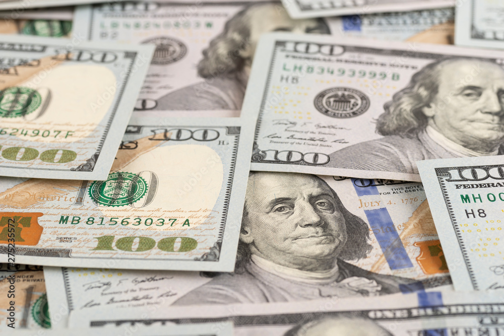 Benjamin Franklin on hundred dollars banknote. Benjamin Franklin on hundred dollars banknote.