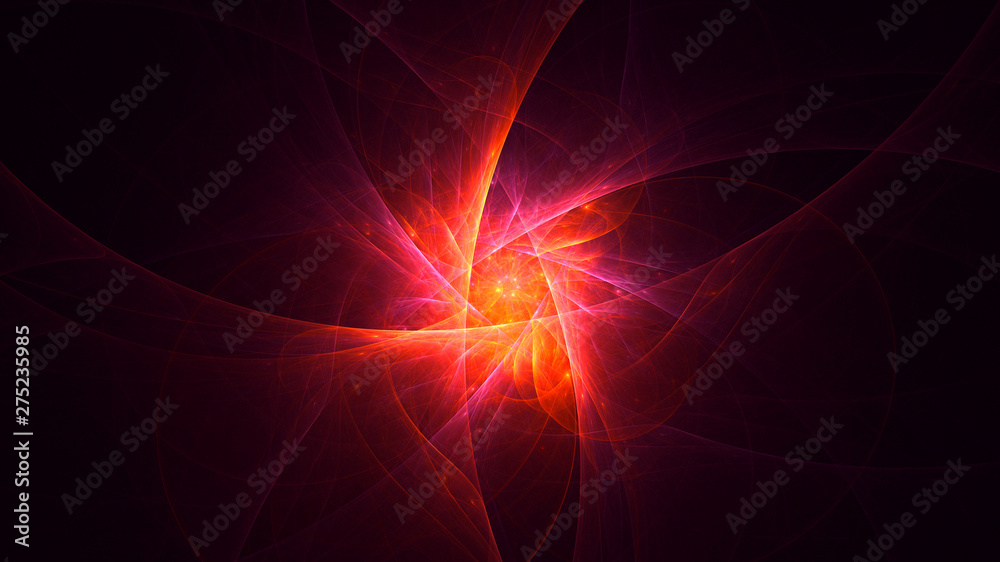 3D rendering abstract red fractal light background 3D rendering abstract red fractal light background