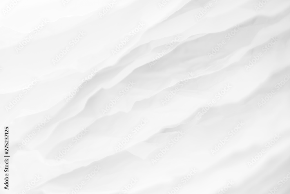 Fototapeta premium Closeup of white paper layers stack abstract art background. Blur snow mountain hills effect. Copy space.