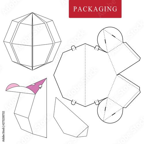 Package template.Vector Illustration of circle box.