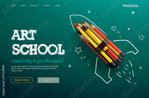 Web page design template for Art School, studio, course, class, education. Modern design vector illustration concept for website and mobile website development.