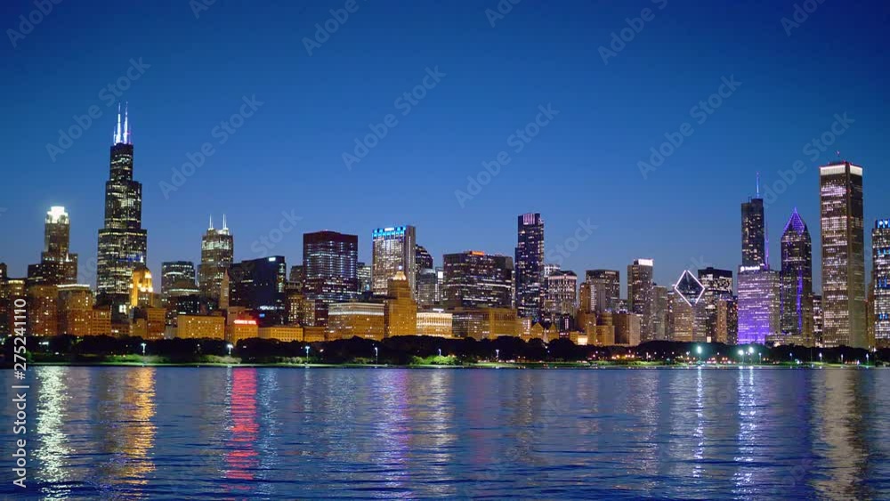 The citylights of Chicago skyline at night - travel photography The citylights of Chicago skyline at night - travel photography