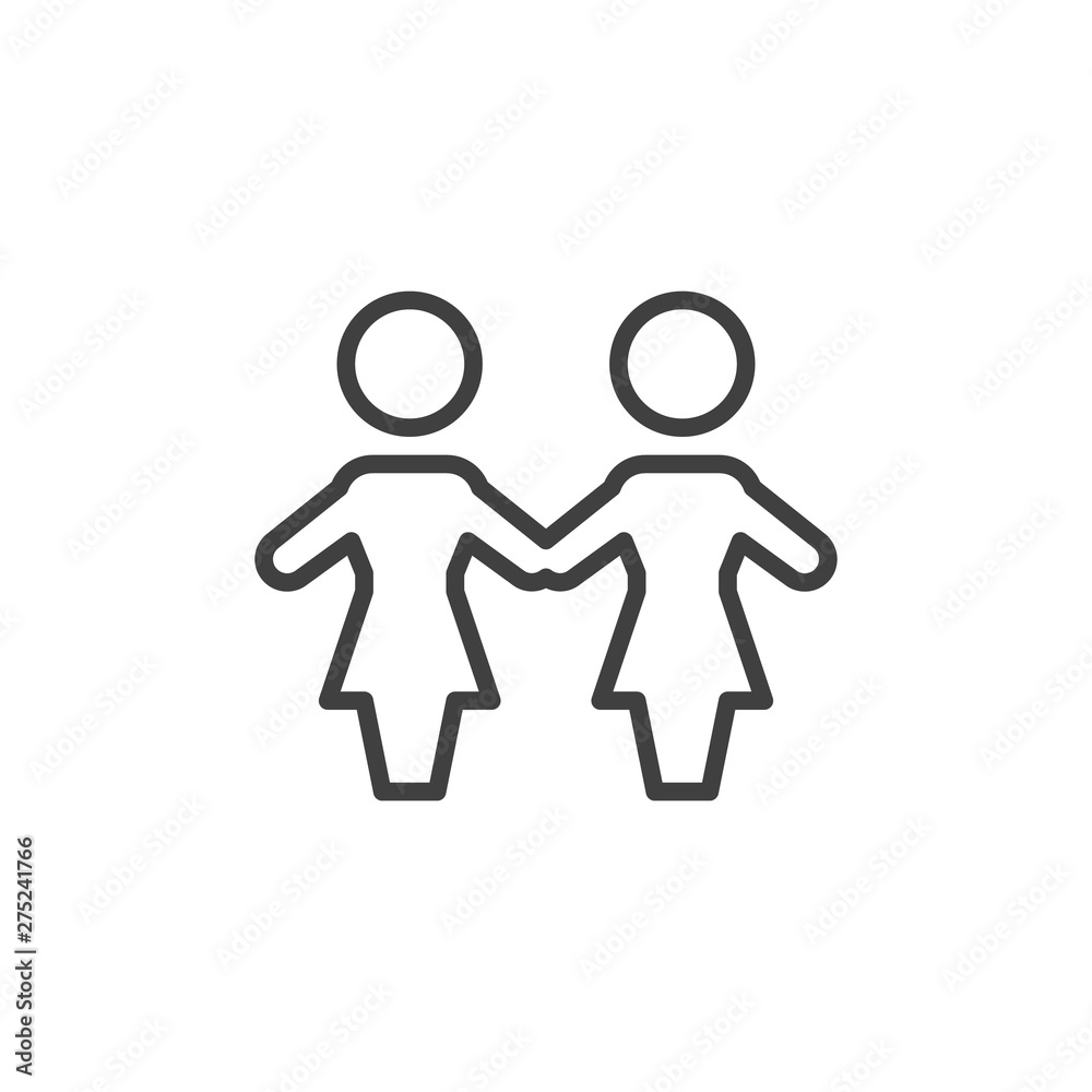 Partnership line icon. linear style sign for mobile concept and web design. Two women hold each other's hand outline vector icon. Symbol, logo illustration. Vector graphics Partnership line icon. linear style sign for mobile concept and web design. Two women hold each other's hand outline vector icon. Symbol, logo illustration. Vector graphics