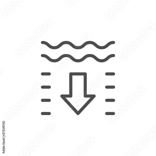 Water depth line outline icon