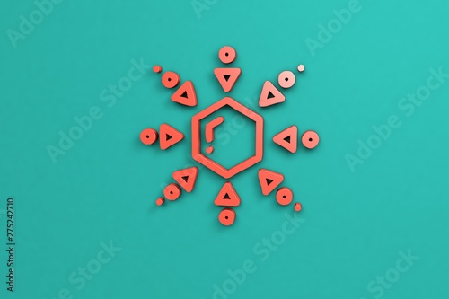 red 3D illustration and green background