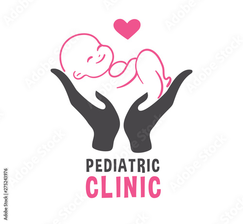 Newborn on Hand and Heart on Pediatric Clinic Logo