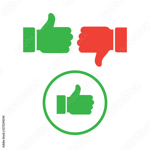 Dislike like icon flat. Thumb up symbol, finger up icon. like and dislike sign